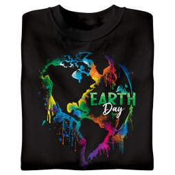 Watercolor style Earth Day black t-shirt