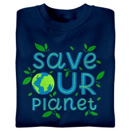 Embroidered Save Our Planet V-neck t-shirt